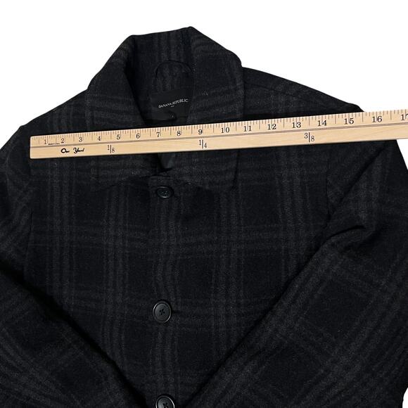 Banana Republic Factory Wool Blend Windowpane Plaid Men’s Pea Coat Size S - Picture 8 of 12